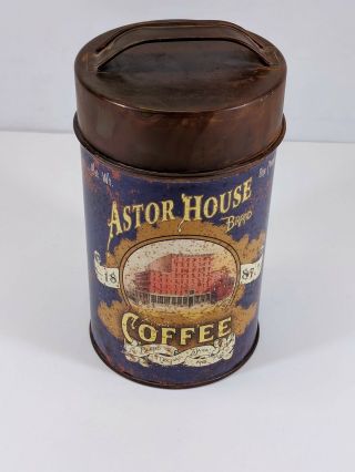 Astor House Coffee Tin Blue & Yellow