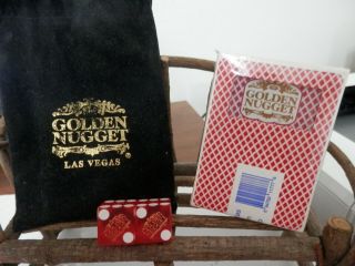 L@@k Golden Nugget Bag With Deck Of Cards And Set Of Dice From Golden Nugget