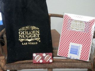 L@@K GOLDEN NUGGET Bag With Deck of Cards and Set of Dice from Golden Nugget 2