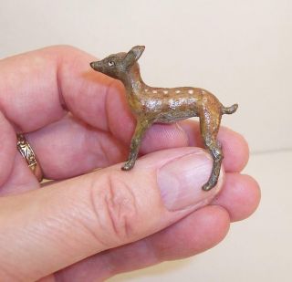 Tiny Vintage/antique Cold Painted Bronze Miniature Deer Austrian Fallow Fawn