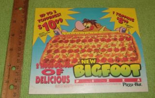1993 Pizza Hut Bigfoot Flyer Ad Display Advertisement Vintage Rare