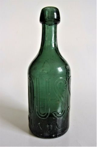 Pontiled Deep Teal Green Soda Water Bottle - E.  ROUSSEL.  PHILADA 2