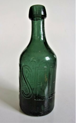 Pontiled Deep Teal Green Soda Water Bottle - E.  ROUSSEL.  PHILADA 3