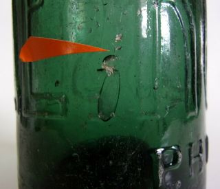 Pontiled Deep Teal Green Soda Water Bottle - E.  ROUSSEL.  PHILADA 5
