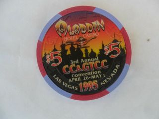 $5 Aladdin 1995 Cc & Gtcc Convention Chip Lamp Obsolete