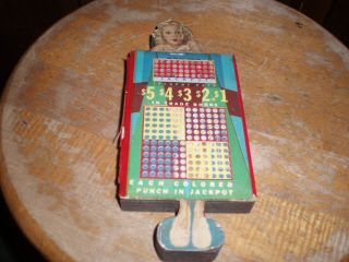 Vintage Pin Up Girl Gambling Trade Stimulator Punch Board Game Differeht