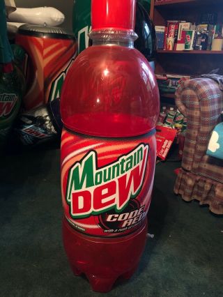 Mountain Dew Code Red Inflatable Bottle Holds Air Rec Room Man Cave Over 3’ Tall