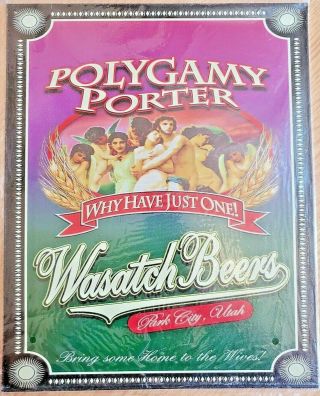 Schirf Brewing Park City Utah Polygamy Porter Wasatch Beer Metal Wall Tin Sign