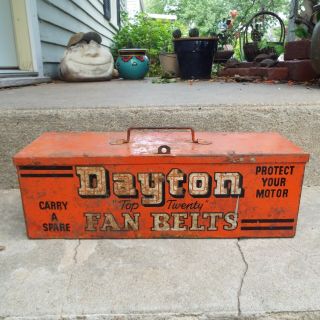Antique Dayton Fan Belts Metal Carrier Box (1930 