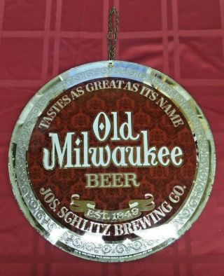 Vintage Old Milwaukee Beer Glass Bubble Sign Jos.  Schlitz 1973 13 " Diameter