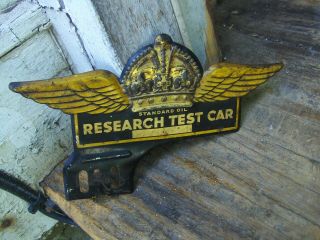 Rare Standard Gas Oil Red Crown License Plate Topper Research Test Car