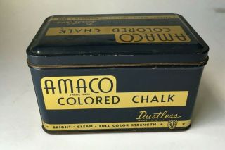 Vintage Amaco Colored Chalk Tin Blue & Gold American Art Clay Co.