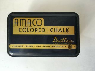 Vintage Amaco Colored Chalk Tin Blue & Gold American Art Clay Co. 3