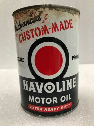 Vintage Texaco Havoline Motor Oil Can,  One Quart.