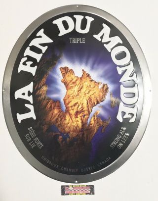 Unibroue Brewery La Fin Du Mondrian Triple Ale Metal Beer Sign 18x15”