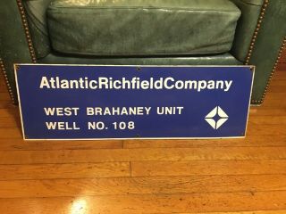 Rare.  Porcelain.  Atlantic Richfield Co.  Oil Well Lease Sign