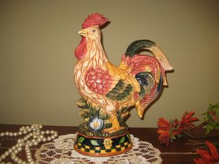 Large Rooster Cock Figurine Statue Ceramic Chicken Figure Multi Color