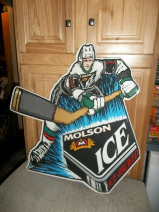 Molson Ice Beer Metal Hockey Player Sign