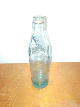 Early Codds Patent Bottle J.  Roberts Castleford Aqua Blue w Cobalt Marble in neck 2