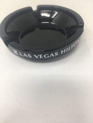 Hilton Las Vegas Casino Ashtray Black Glass Gambling Souvenir