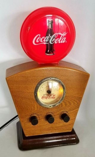 Vintage Coca Cola 1934 Style Red Coke Bottle Logo Am/fm Radio Wood Cabinet
