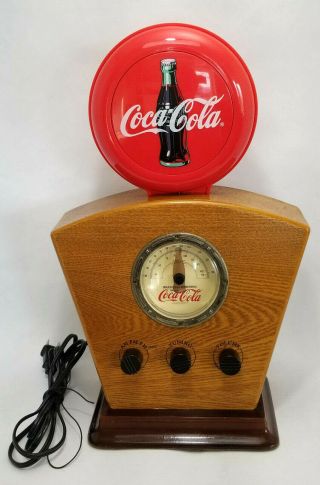Vintage Coca Cola 1934 Style RED Coke Bottle Logo AM/FM Radio Wood Cabinet 2
