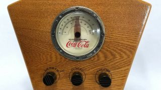 Vintage Coca Cola 1934 Style RED Coke Bottle Logo AM/FM Radio Wood Cabinet 6