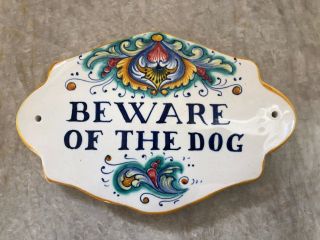 Made In Italy Ceramic Beware Of Dog Sign