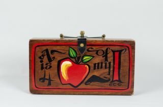 Vintage Enid Collins Wooden Box Bag " A Is 4 