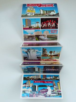 Las Vegas Postcard Booklet / Folder - Sands,  Stardust,  The Strip,  Mgm Grand - Old