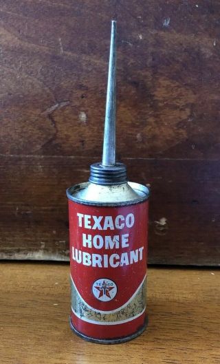Vintage Texaco Oil Can Handy Oiler Metal Spout Round Tin 3 Oz Old Home Lubricant