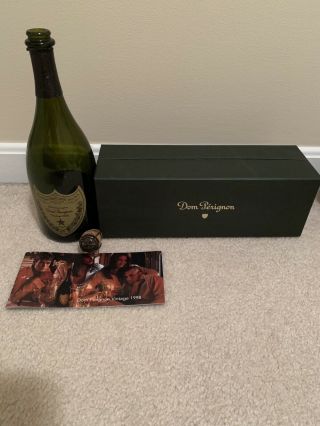 Don Perignon Champagne Vintage 1998 Empty Bottle (with Cork),  Box And Booklet