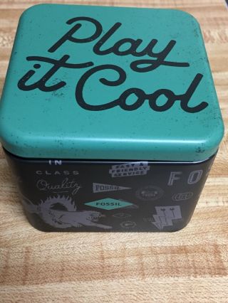 Fossil Watch Tin Box “empty” Around The World Theme " Play It Cool” Collectible