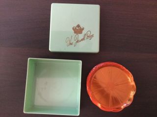 Vintage Set Of 8 Plastic Lucite Coasters W/box The Jewel Box