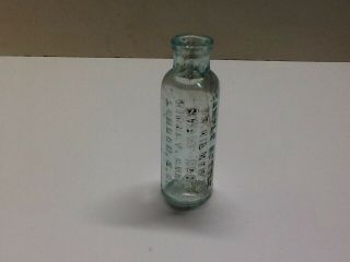 Small Antique Aqua Dr.  Kilmers Swamp Root Kidney Cure Sample Bottle,  London. 5