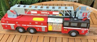 Tonka 328 Fire Rescue Bucket Truck 05786 Noise & Flashing Lights 31 " Euc