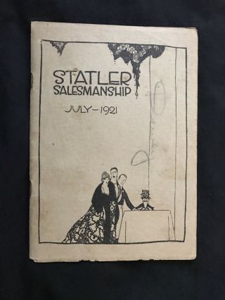 Vintage 1921 Hotel Statler Salesmanship Booklet - Employee Publication