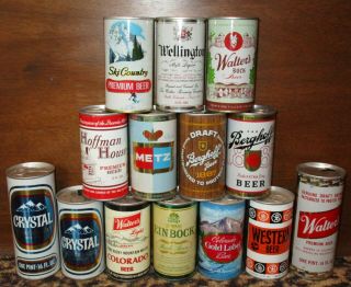 14 Pull Tab Beer Cans,  Walter,  Pueblo,  Co,  Ski Country,  Bock,  Crystal,  Berghoff
