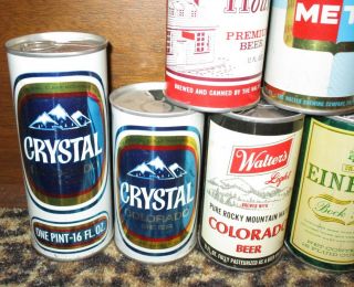 14 pull tab beer cans,  Walter,  Pueblo,  CO,  Ski Country,  Bock,  Crystal,  Berghoff 4
