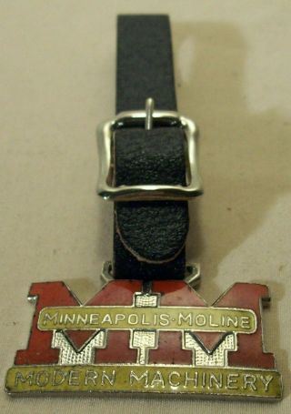 vintage MINNEAPOLIS MOLINE MODERN MACHINERY TRACTOR ADVERTISING POCKET WATCH FOB 2