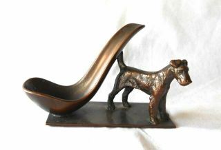 Old Unusual Metal Airedale Welsh Fox Terrier Dog Pipe Rest C1930s Germany