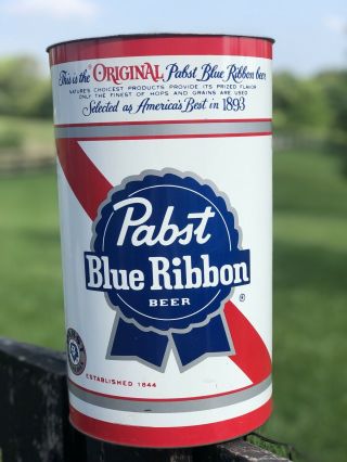 Rare,  Pabst Blue Ribbon Beer Metal Advertising Trash Can.  Man Cave.  Garage