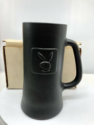 Vintage Playboy Club Beer Mug Glass Collectible Gray Frosted Raised Bunny 2