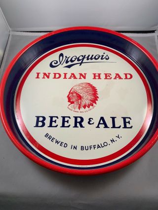 Vintage Iroquis Indian Head Beer And & Ale Tray Buffalo York Bills Colors