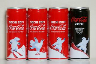 2014 Coca Cola 4 Cans Set From Austria,  Sochi 2014