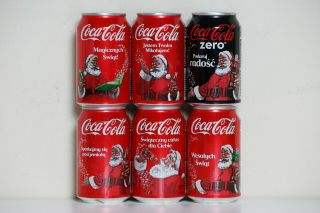 2015 Coca Cola 6 Cans Set From Poland,  Christmas