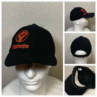 Jagermeister Black Baseball Cap Hat Orange Stag Logo Adjustable Band Nwot