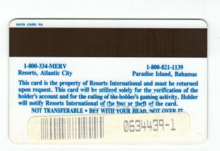 Merv Griffin ' s resorts Atlantic City NJ casino player card - and 2