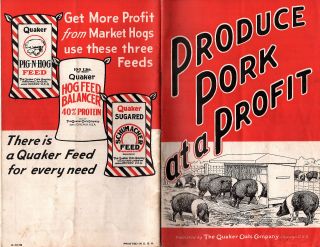 Profitable Pork Production 1939 Booklet Quaker Oats Company B &w Photos