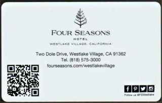 FOUR SEASONS HOTEL West Lake Village California key card Fast Safe Ship 14 2